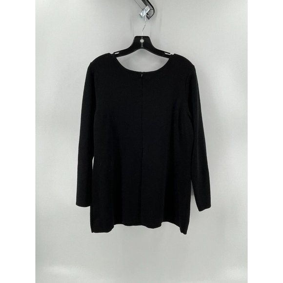 Nic + Zoe Women's Petite Black Long Sleeve Rhinestones Zip Knit Sweater Size PL - Picture 4 of 12